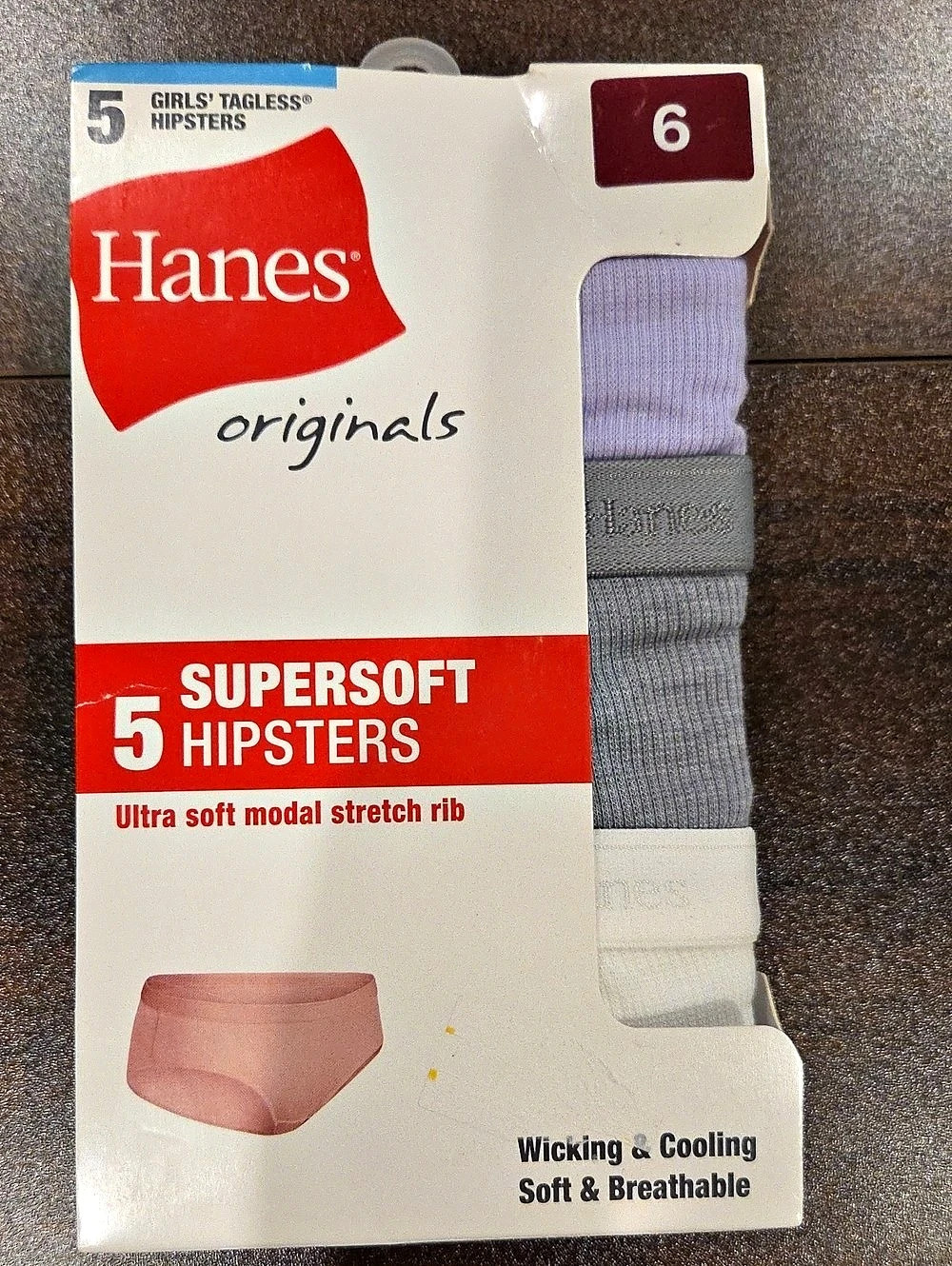 Hanes SuperSoft Hipsters 5-Pack Modal Hipsters Size 6 NWT